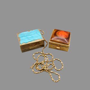 Vintage Pill Trinket Box, Lucite Brass, Vintage Vanity